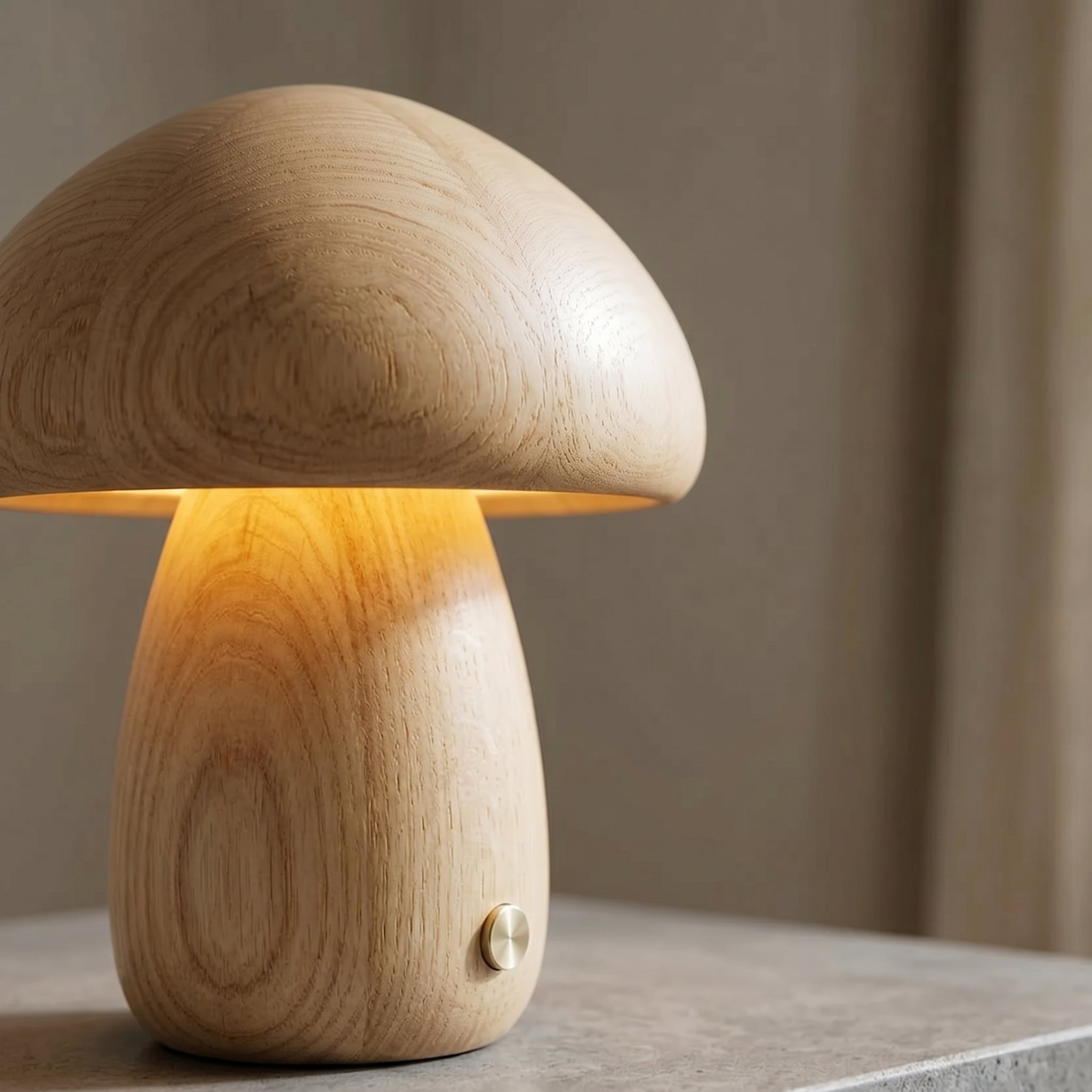 Halo Glow Mushroom Wood Table Lamp