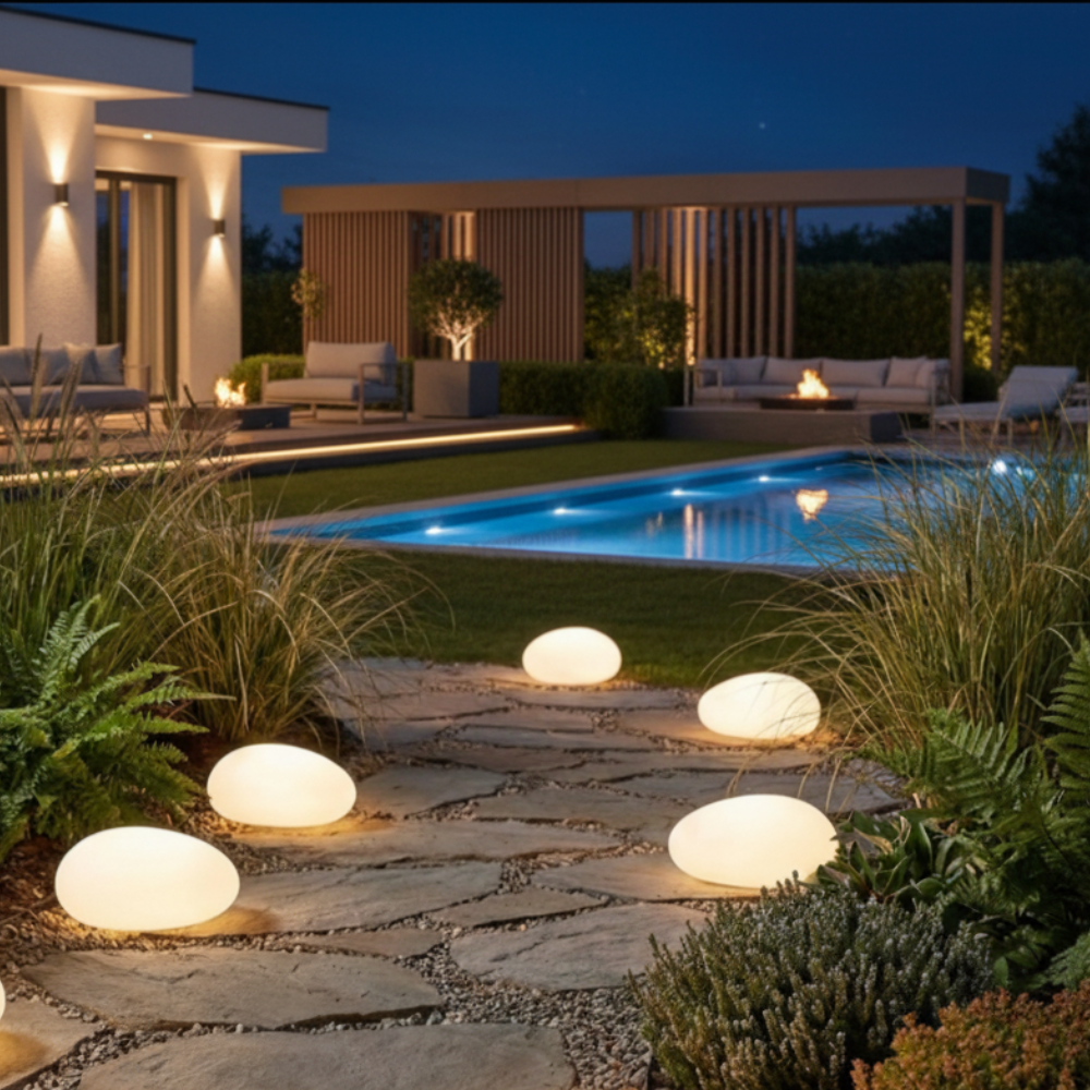 Atlas Pebble Solar Landscape Light