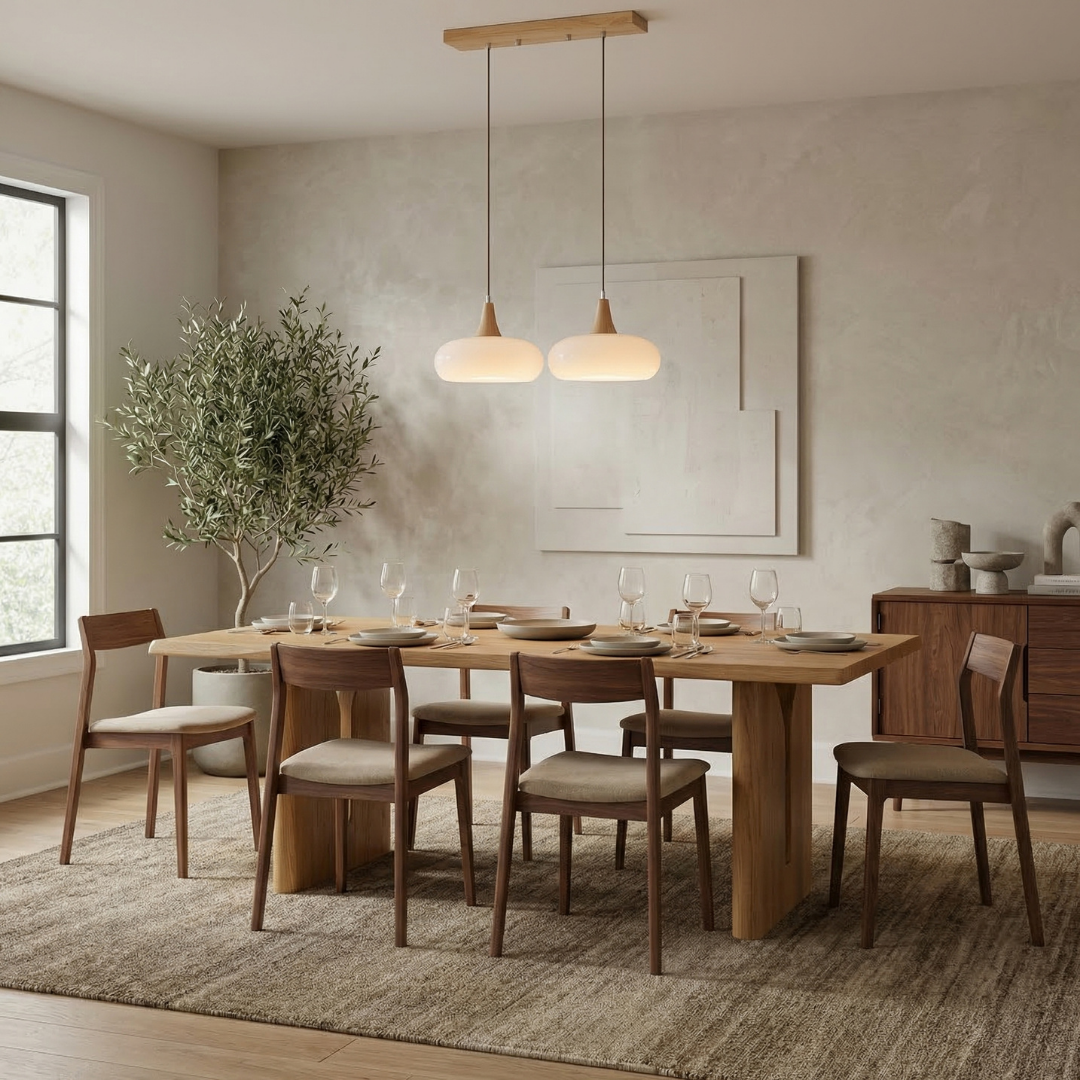Aurora Japandi Wood Pendant Light