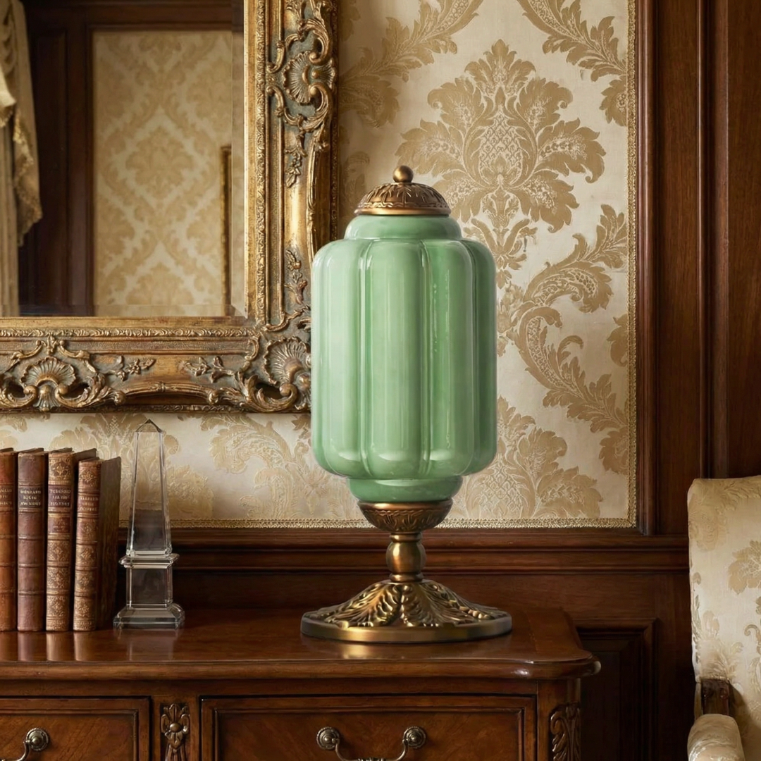 Halo Cream Glass Table Lamp