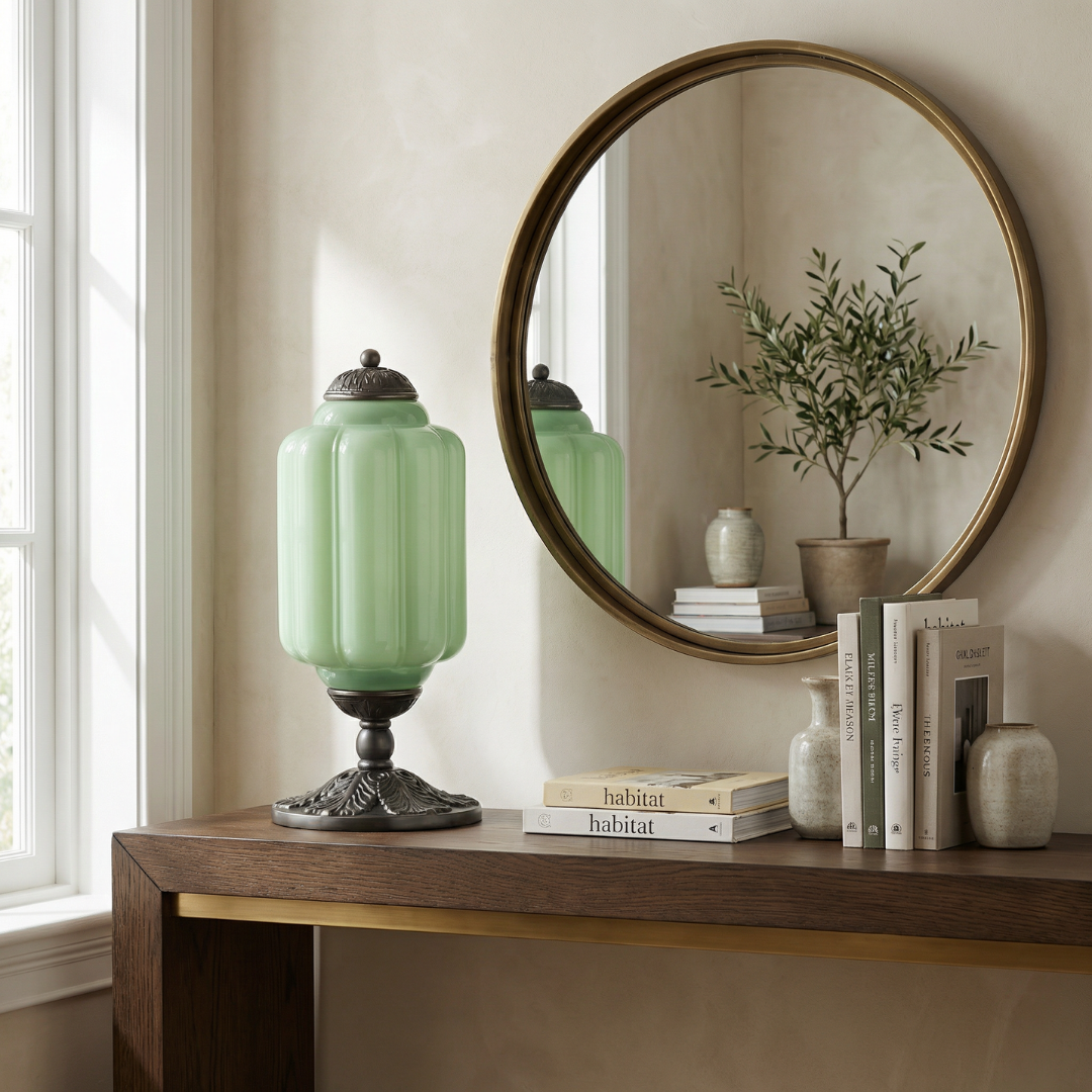 Halo Cream Glass Table Lamp