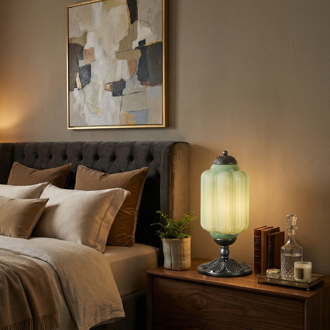 Halo Cream Glass Table Lamp