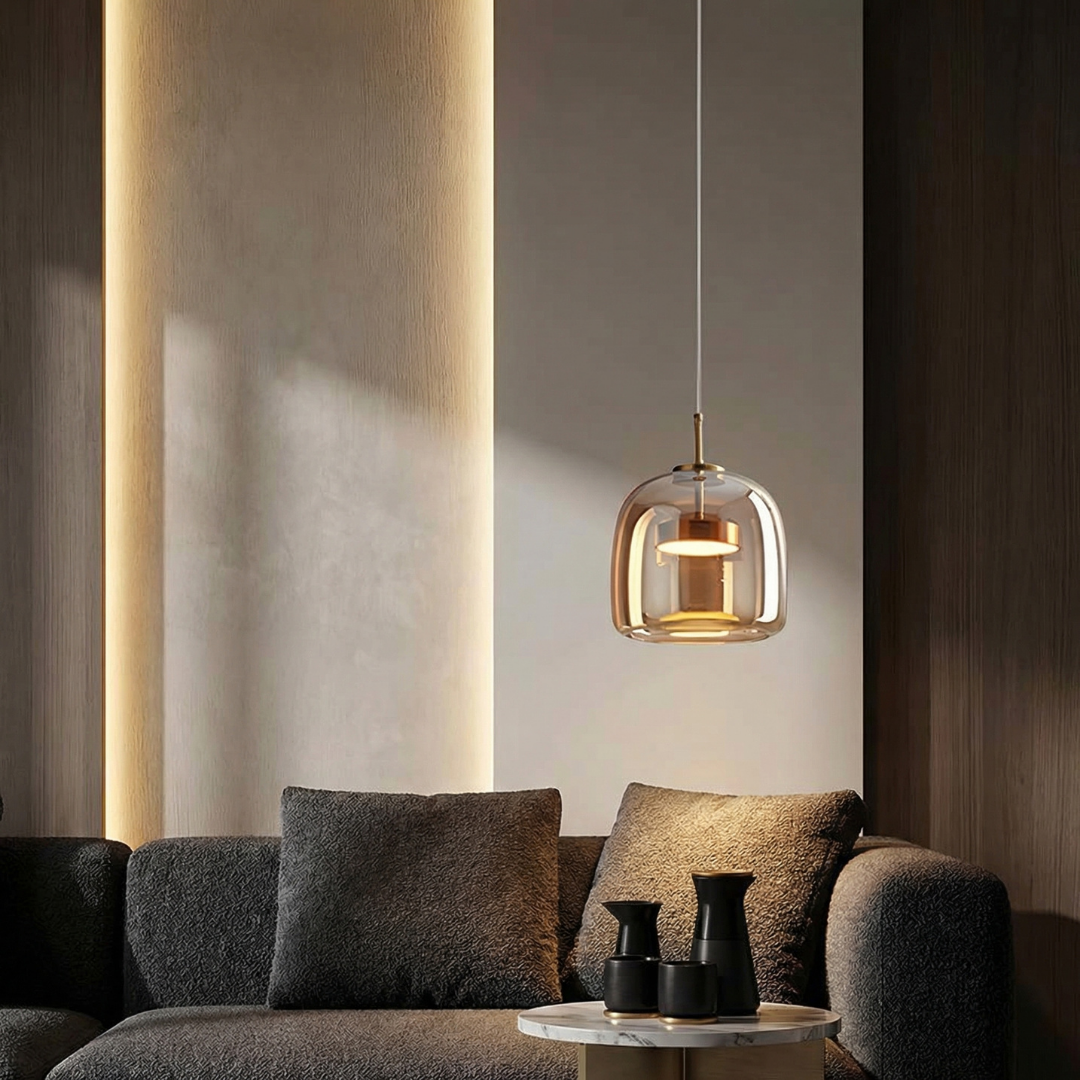 Aurora Smoked Glass Kitchen Pendant Light