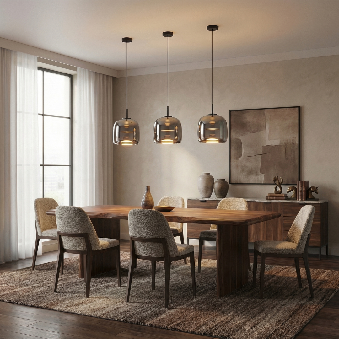 Aurora Smoked Glass Kitchen Pendant Light