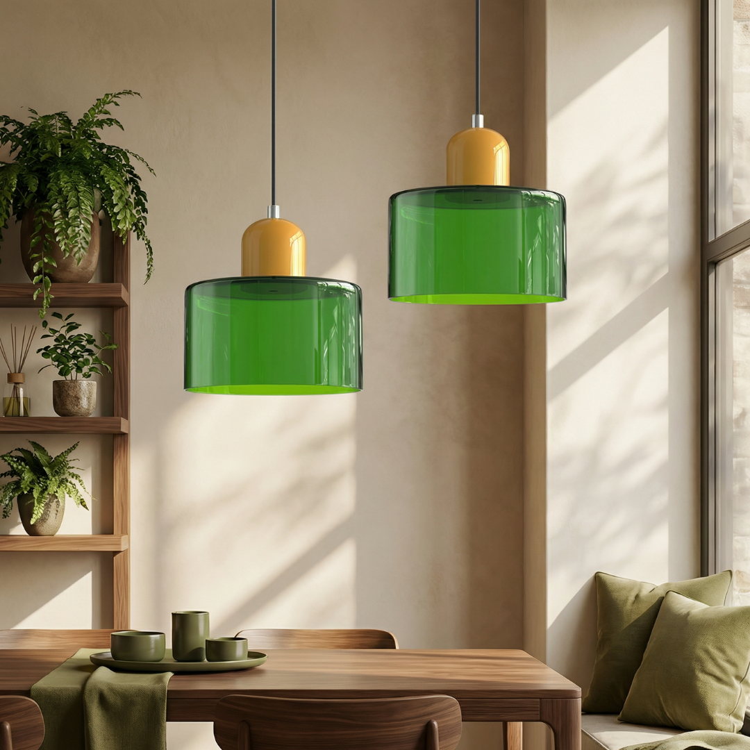 Aurora Bauhaus Round Glass Pendant Light