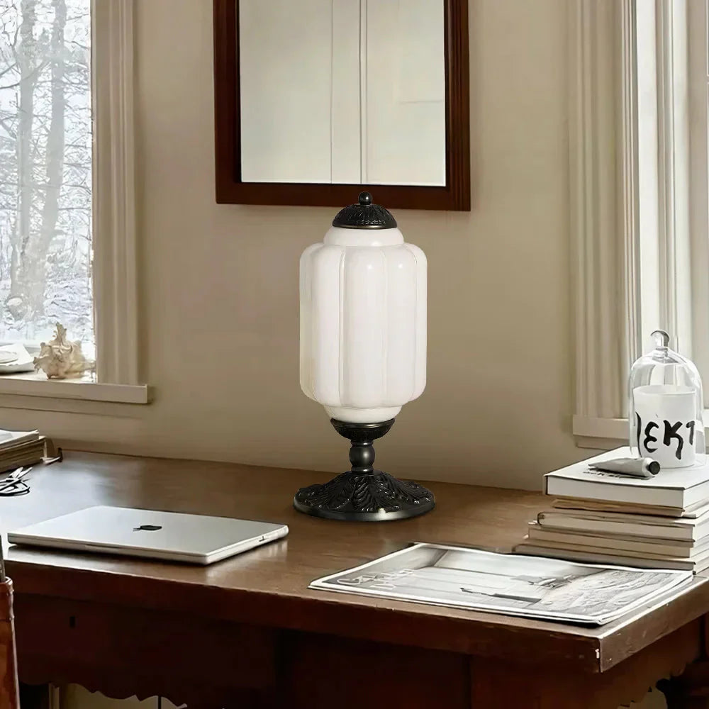 Halo Cream Glass Table Lamp