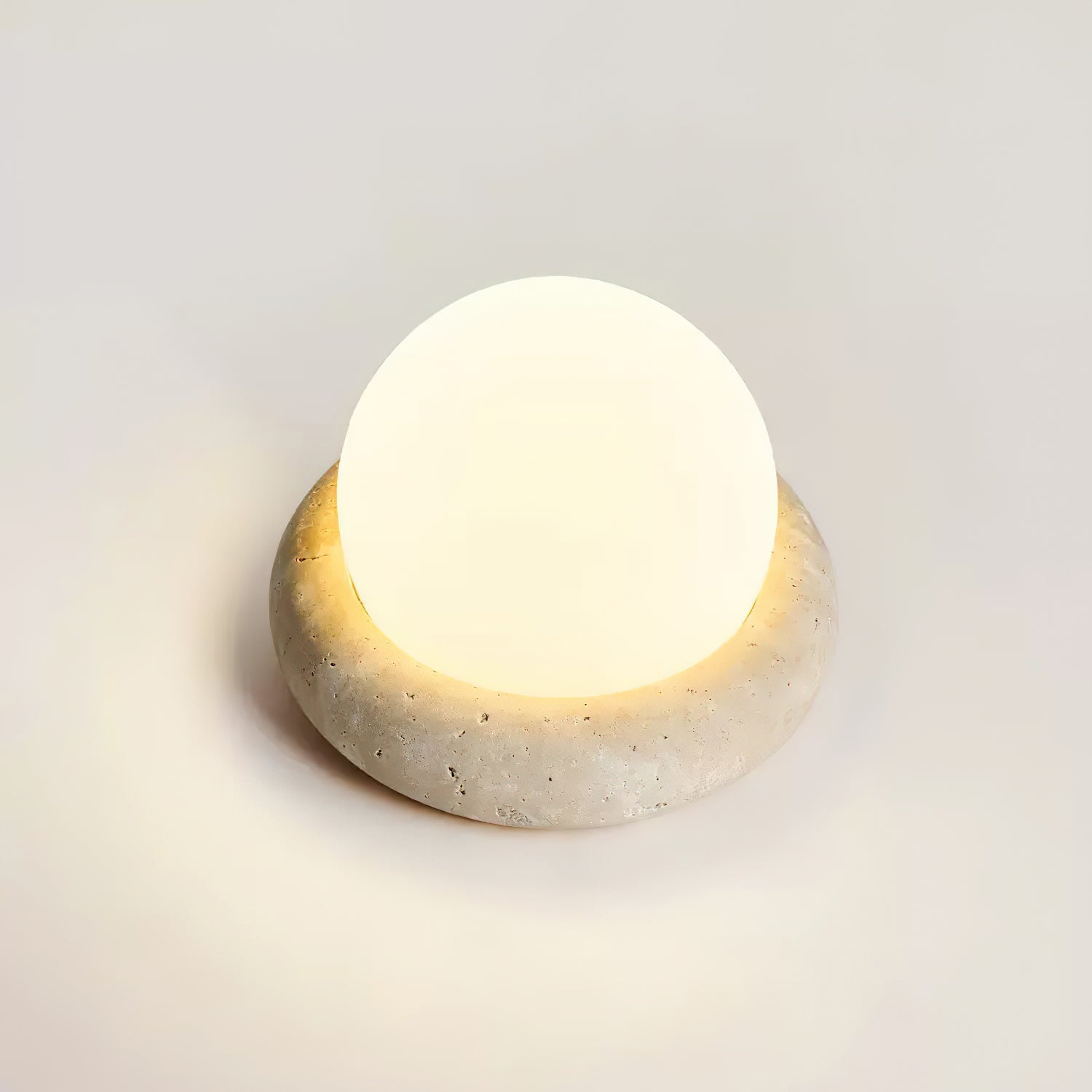 Halo Travertine Globe Table Lamp