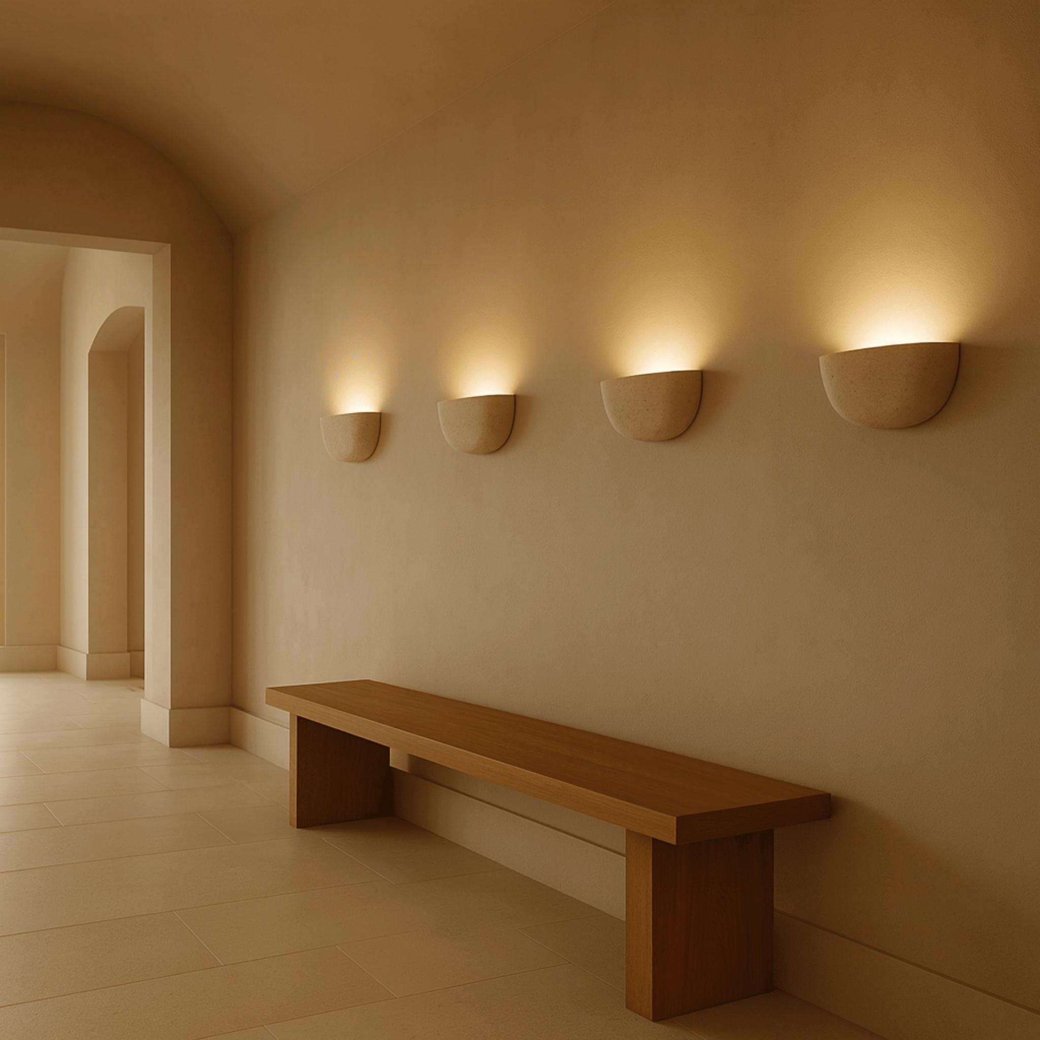 Wren Half Bowl Plaster Wall Sconce