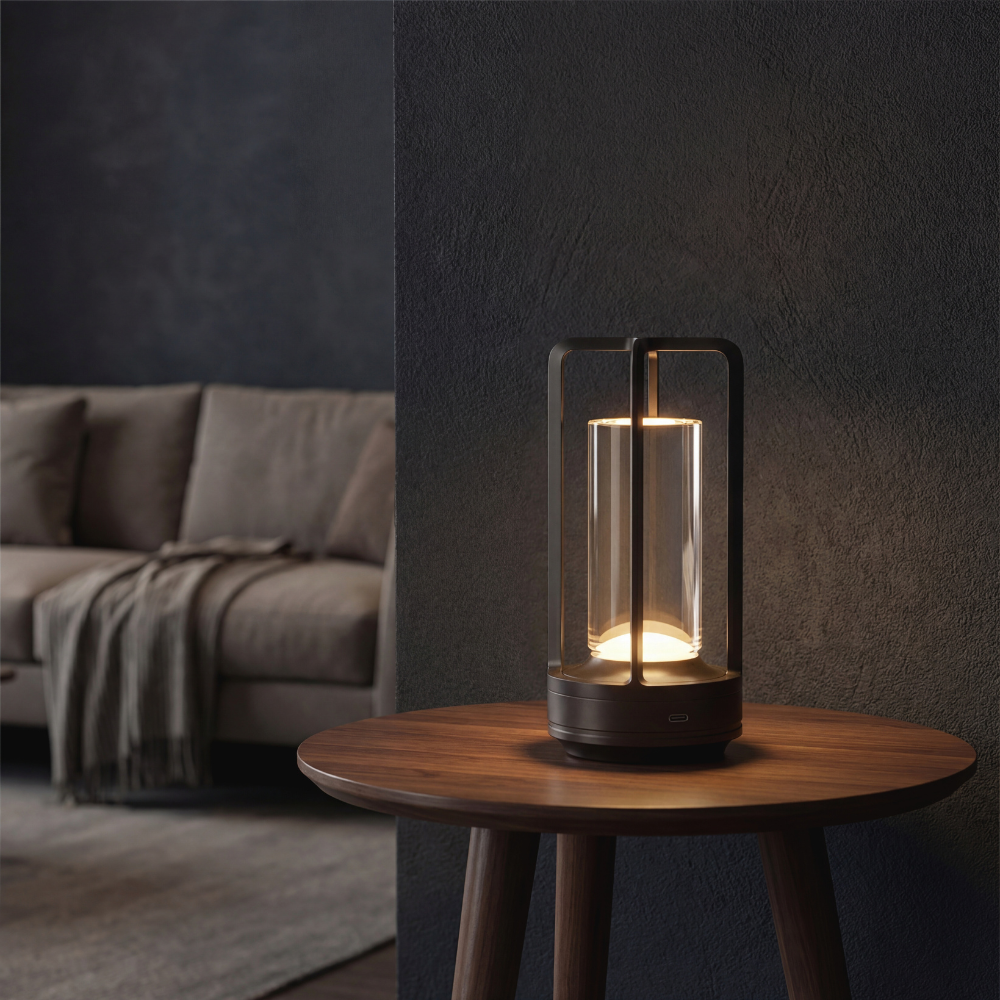 Modern Architectural Crystal Lantern - Cordless LED Accent Lamp