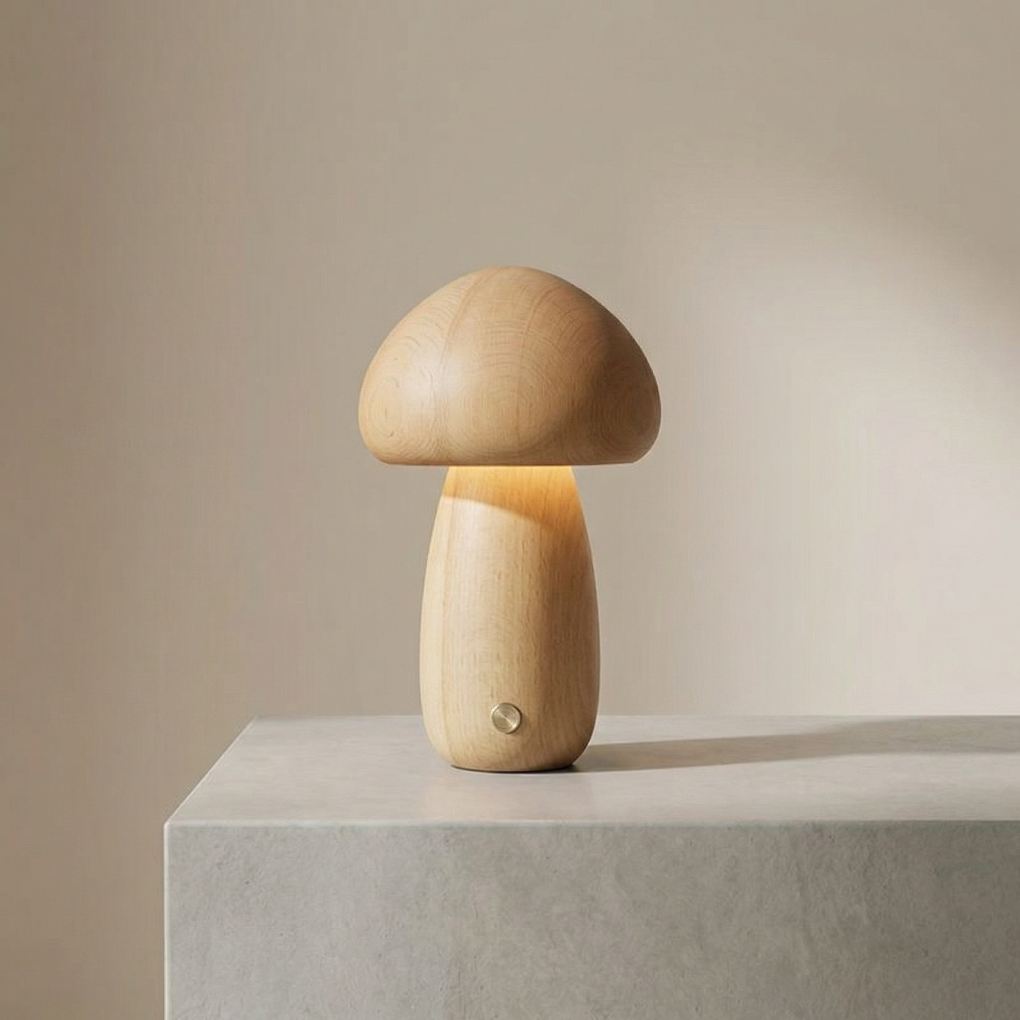 Halo Glow Mushroom Wood Table Lamp