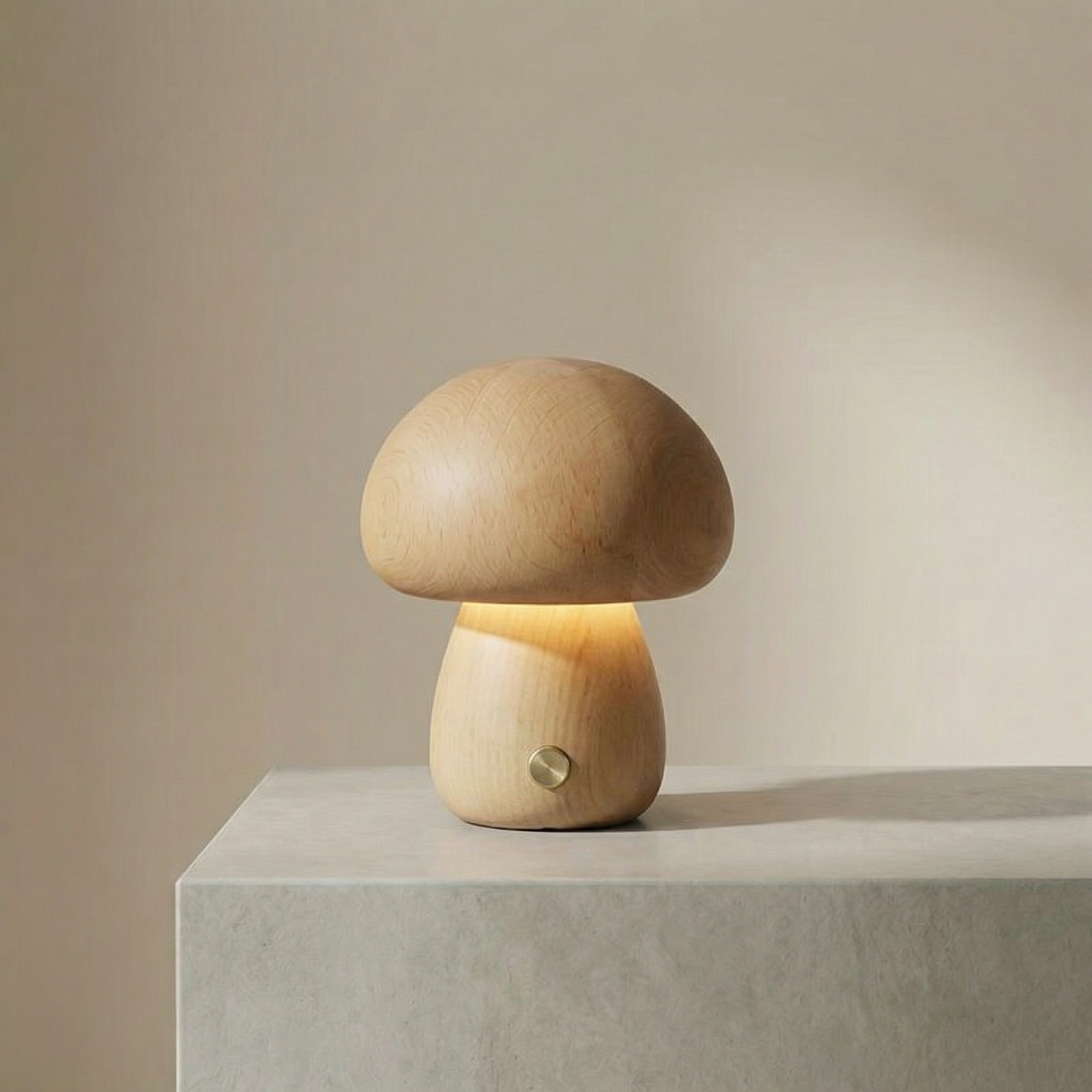 Halo Glow Mushroom Wood Table Lamp