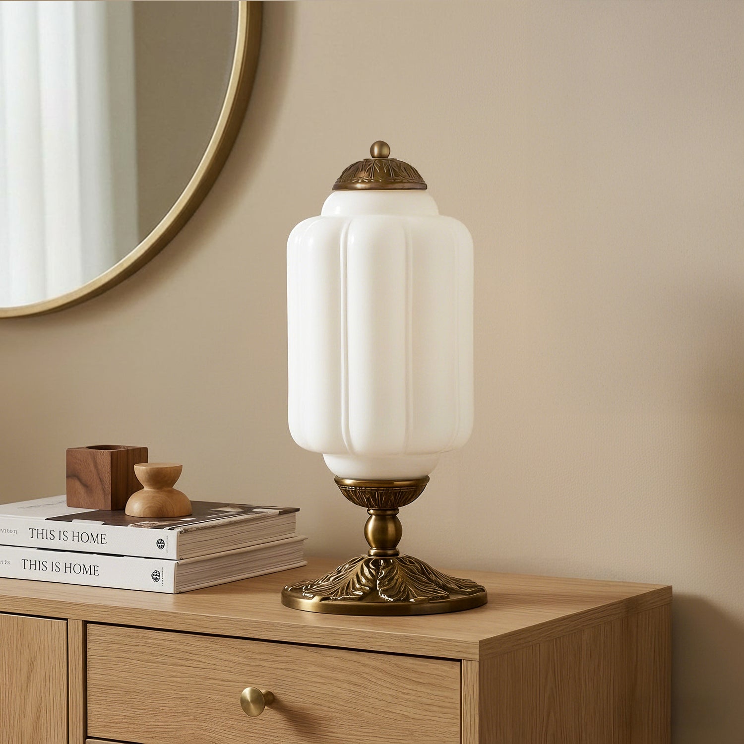 Halo Cream Glass Table Lamp