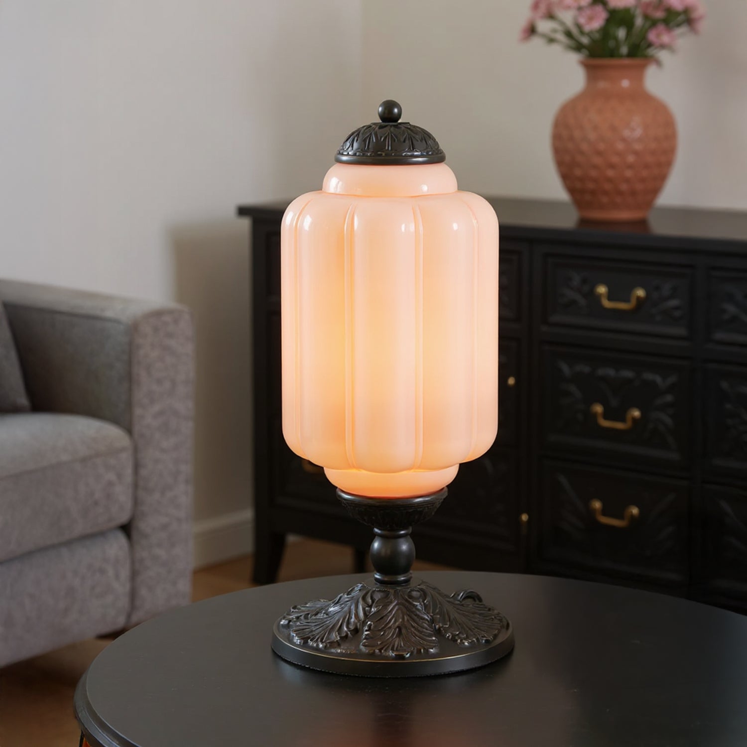 Halo Cream Glass Table Lamp