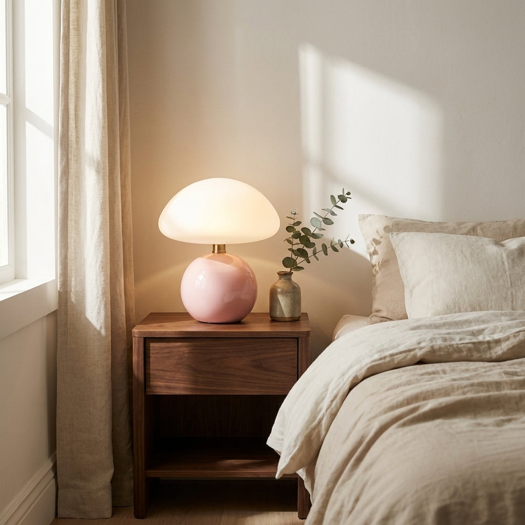 Halo Mushroom Ceramic Table Lamp in Pink
