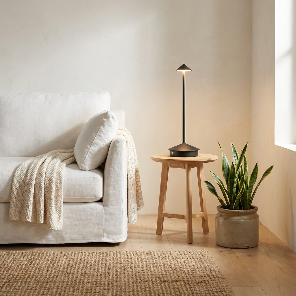 Halo Cordless Rechargeable Table Lamp in living room