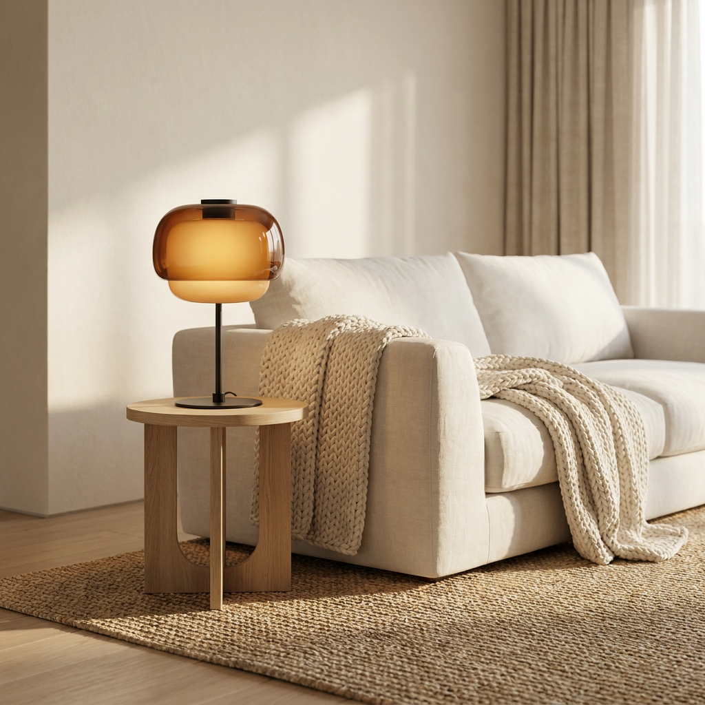 Halo Double Dome Glass Table Lamp in living room