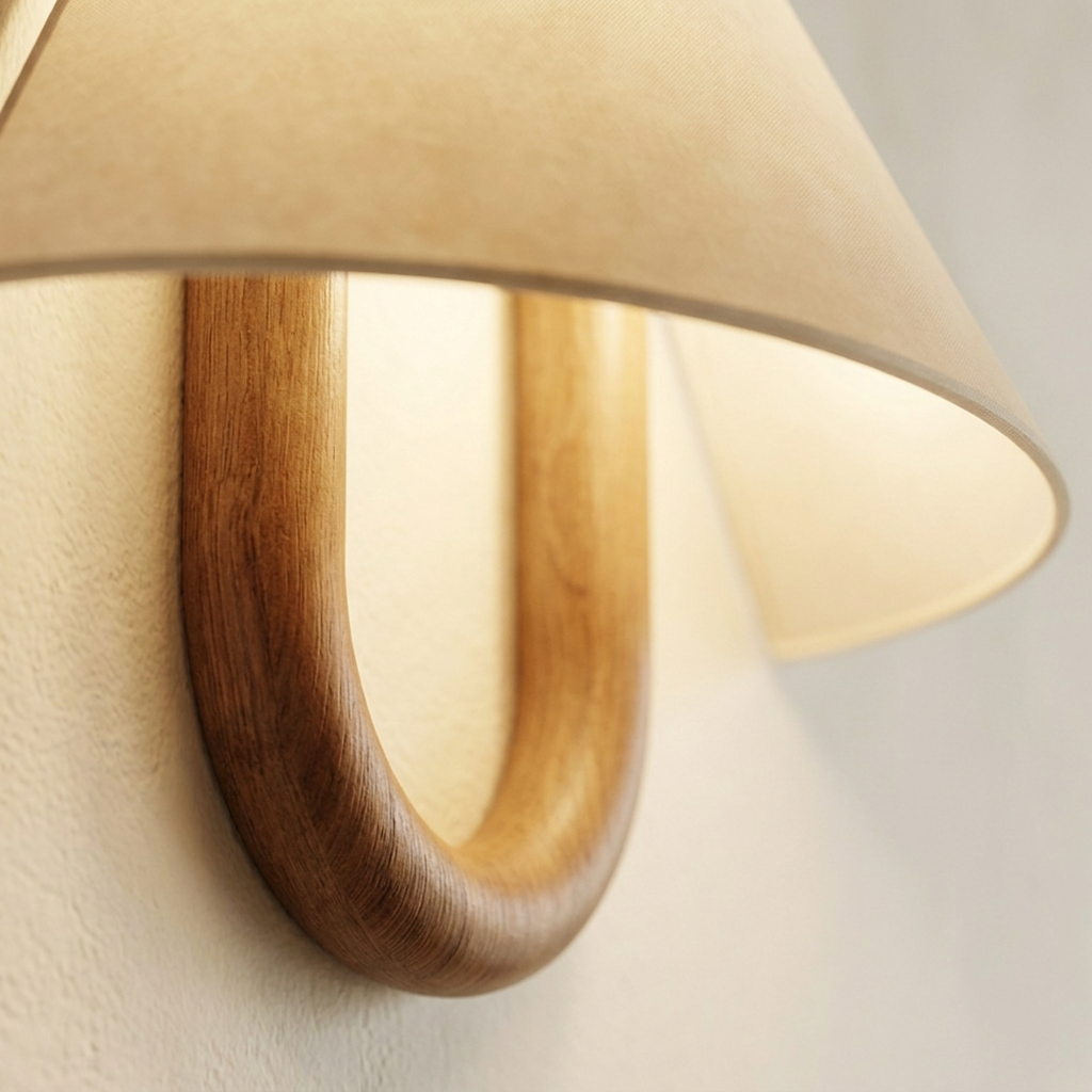 Wren Wood Pleated Fabric Wall Sconce detail crop