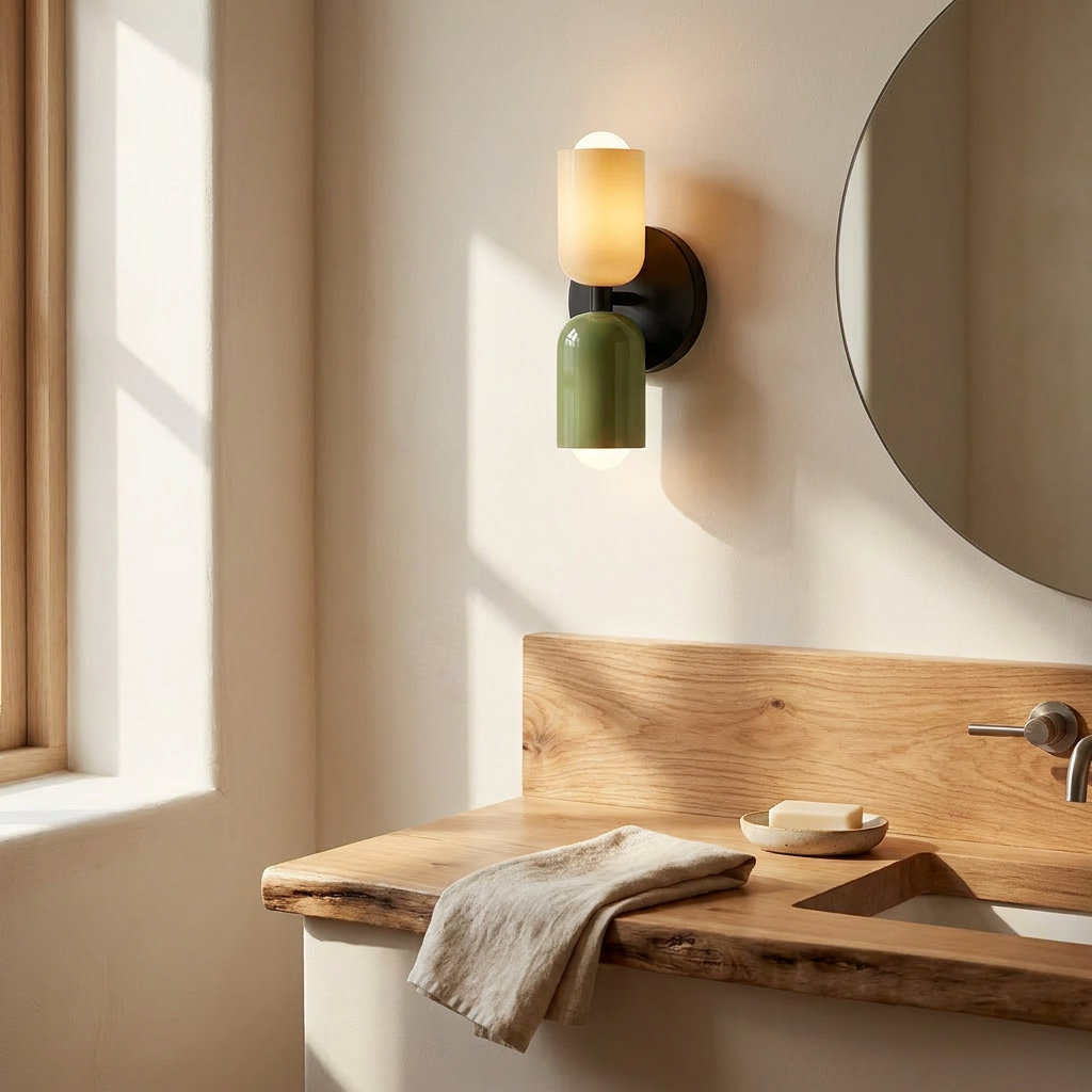 Wren Vintage Glass Double Wall Sconce bathroom vanity
