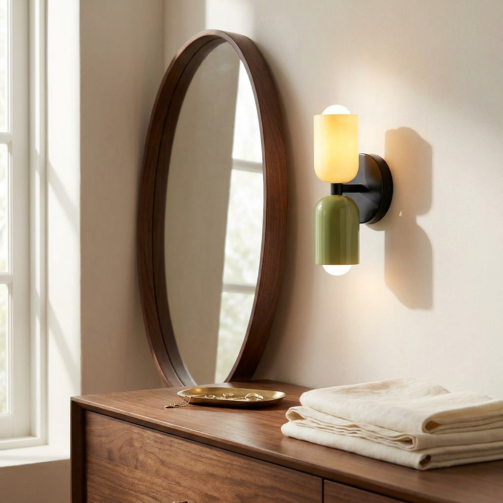 Wren Vintage Glass Double Wall Sconce bedroom dresser