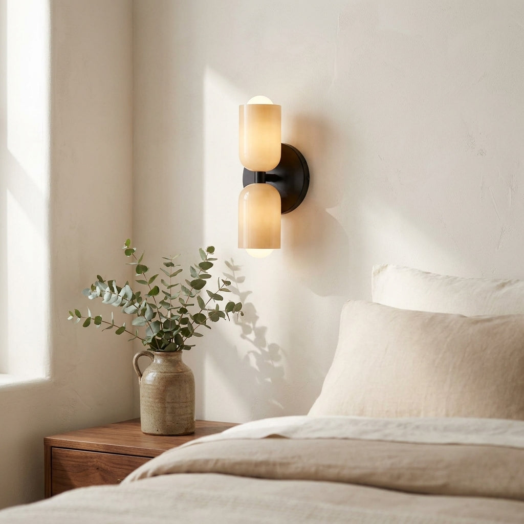 Wren Vintage Glass Double Wall Sconce Beige+Beige