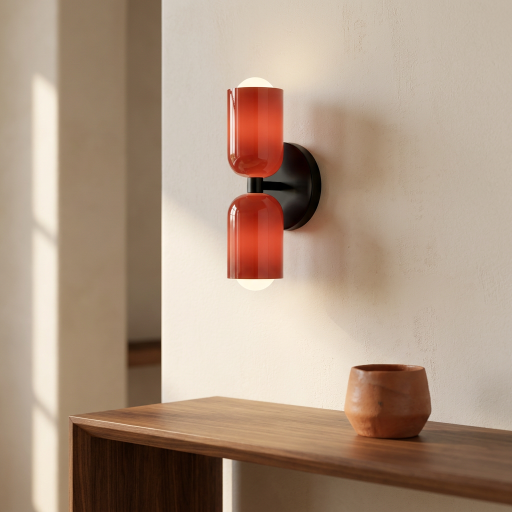 Wren Vintage Glass Double Wall Sconce Red+Red