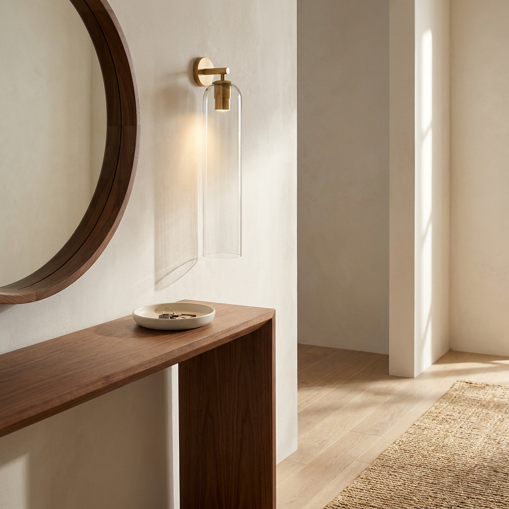 Wren Vertical Glass Tube Wall Sconce entryway