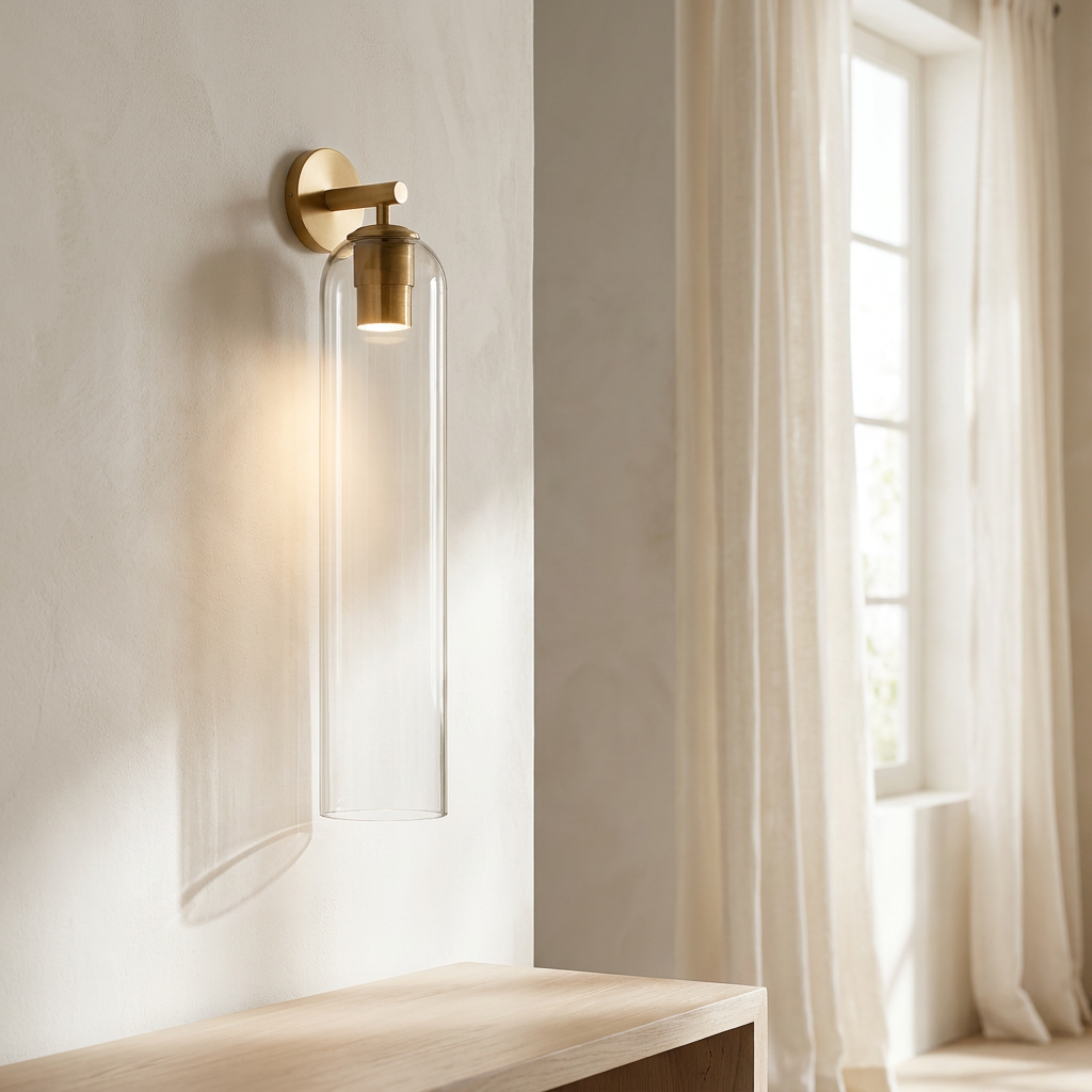 Wren Vertical Glass Tube Wall Sconce bright window