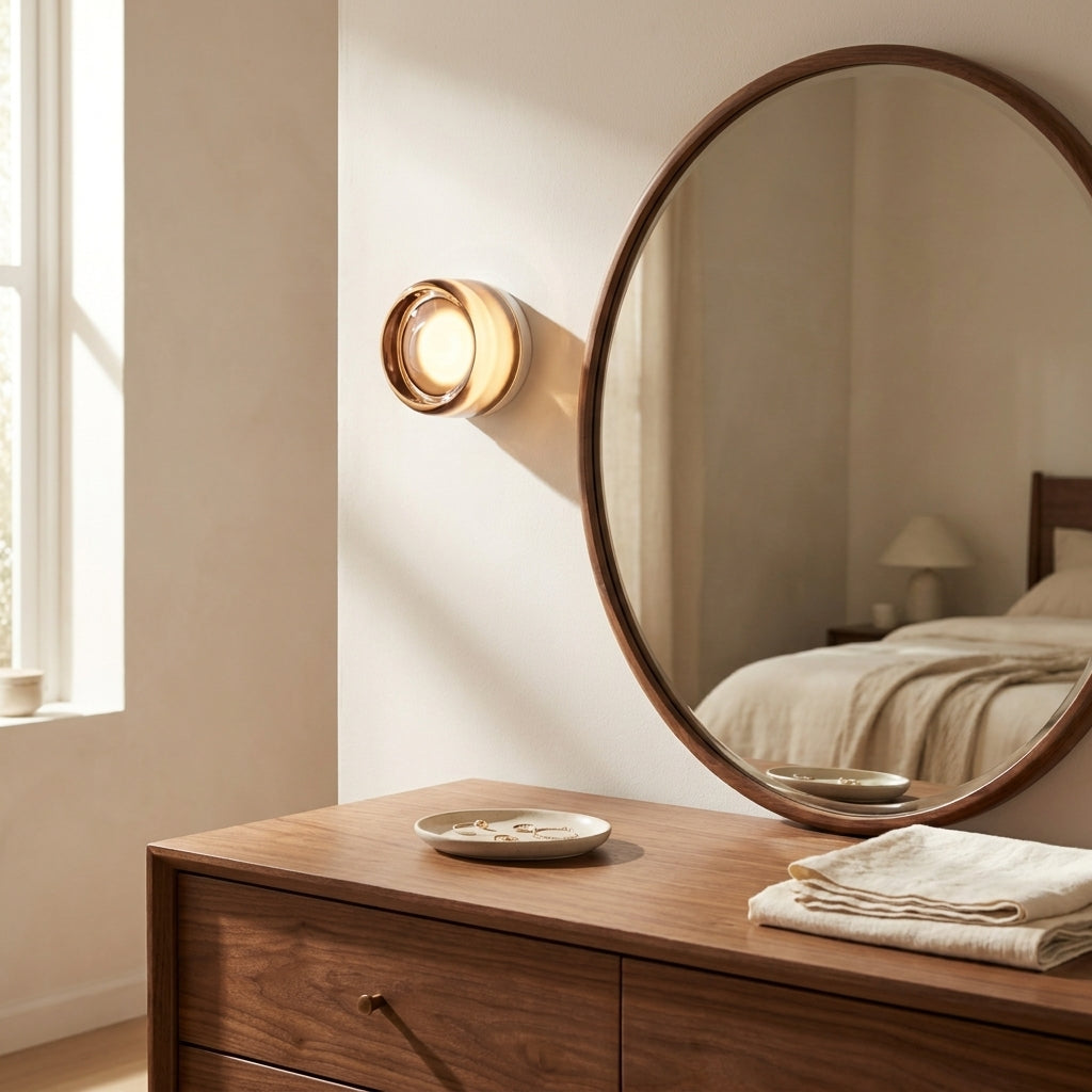 Wren Dimple Glass Wall Sconce bedroom dresser