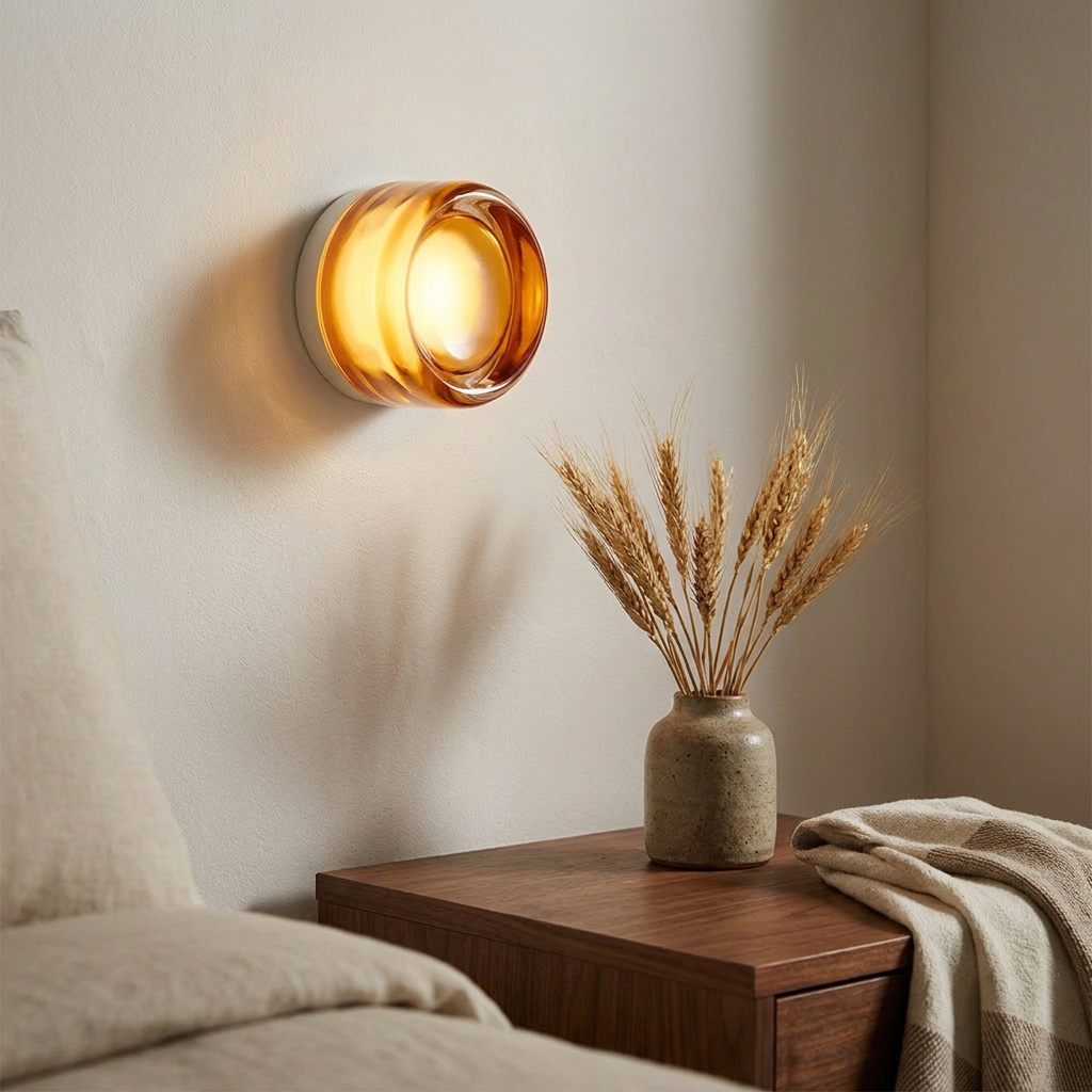 Wren Dimple Glass Wall Sconce in Amber