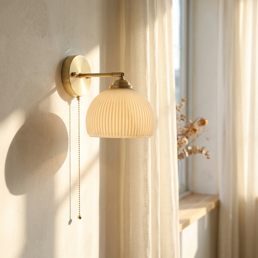 Wren Milk Glass Pull Cord Wall Sconce bright window