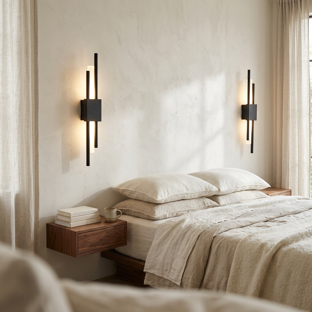 Wren Adjustable Dual Tube black paired set, bedroom