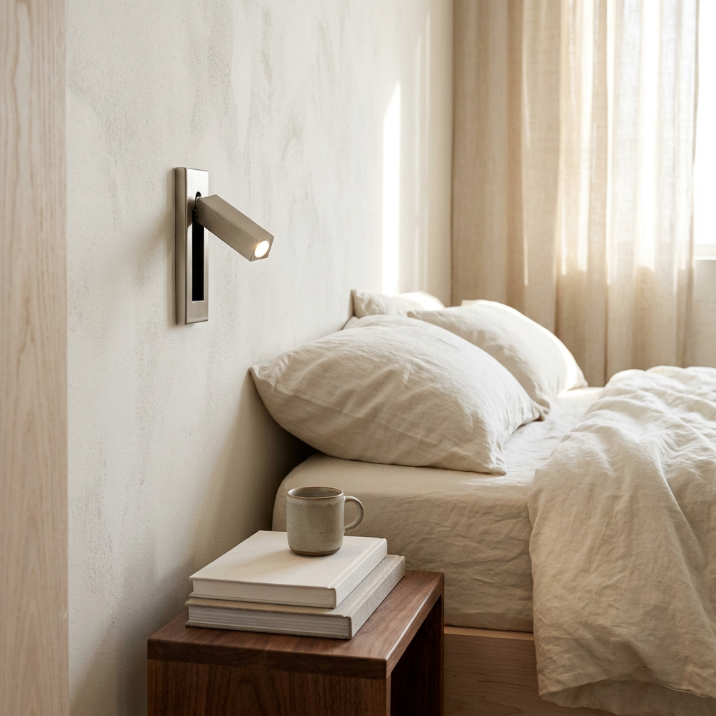 Wren Pull Out Bedside in nickel, bedroom