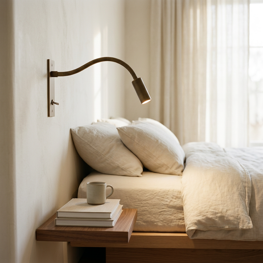 Wren Reading Spotlight in bronze, bedroom