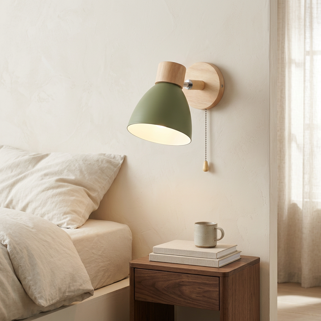 Wren Nordic Wood in olive, bedroom