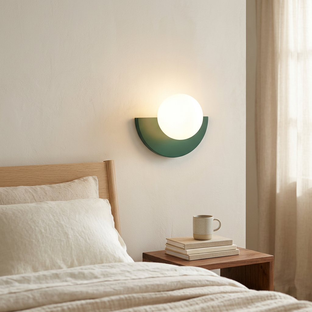 Wren Semicircle LED in green, bedroom