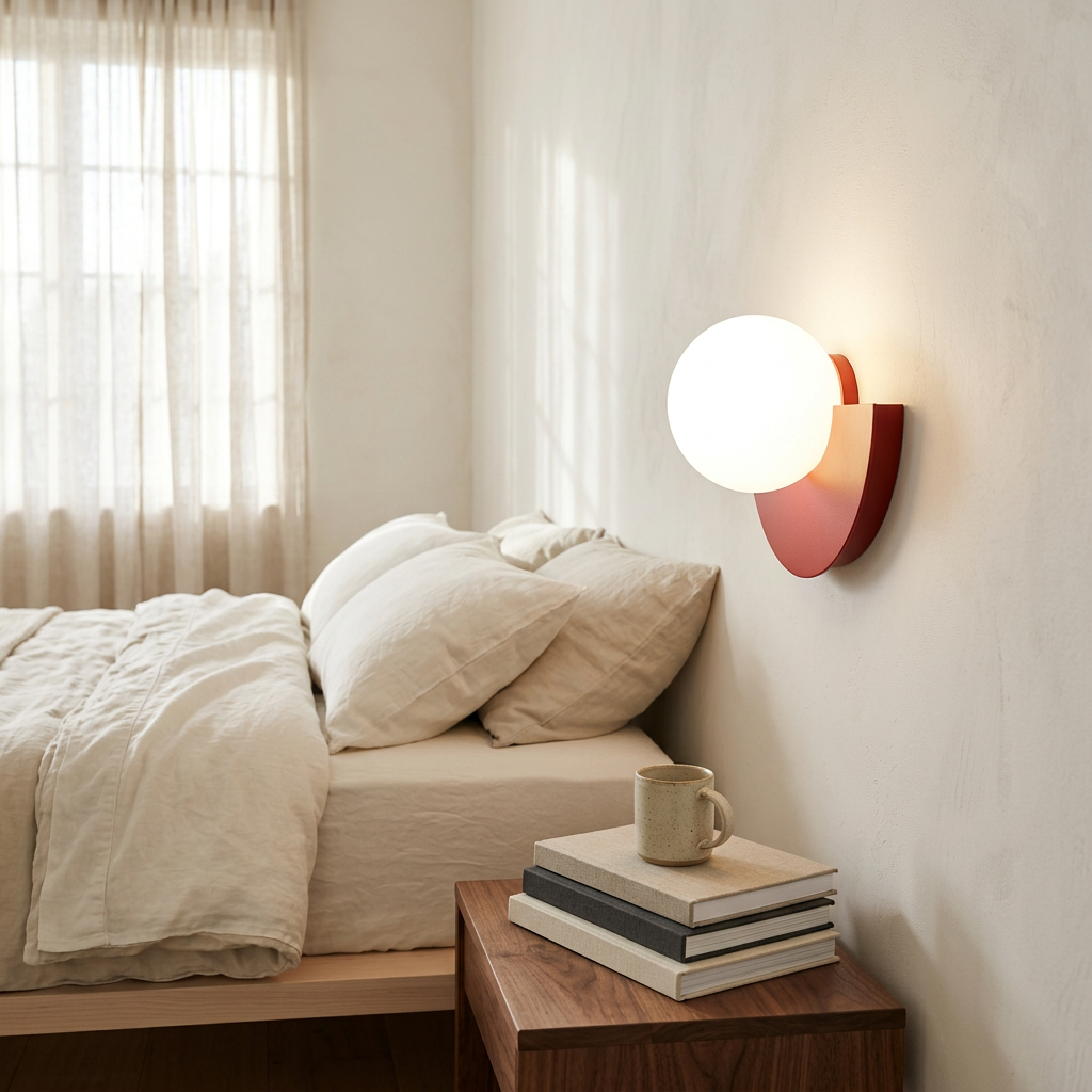 Wren Semicircle LED in red, bedroom