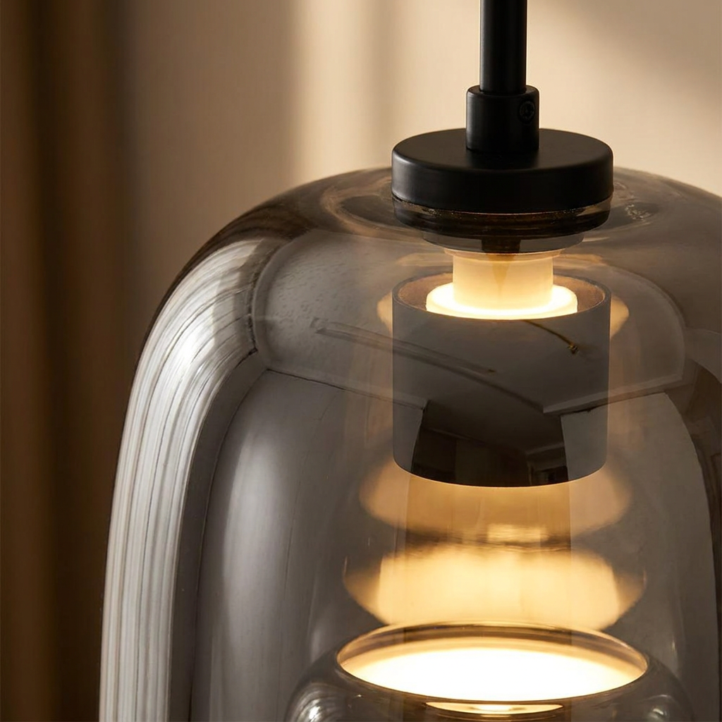 Aurora Smoked Glass pendant shade detail