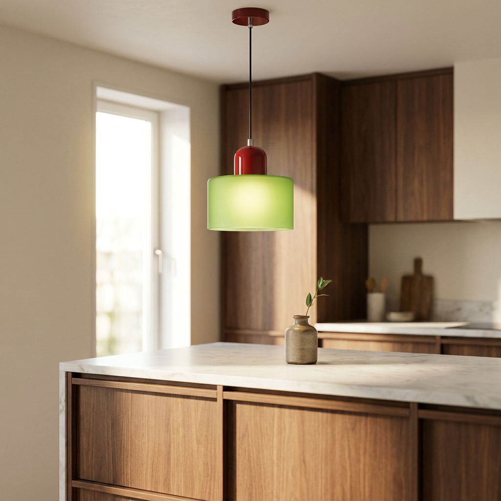 Aurora Bauhaus Round pendant in frosted green colorway