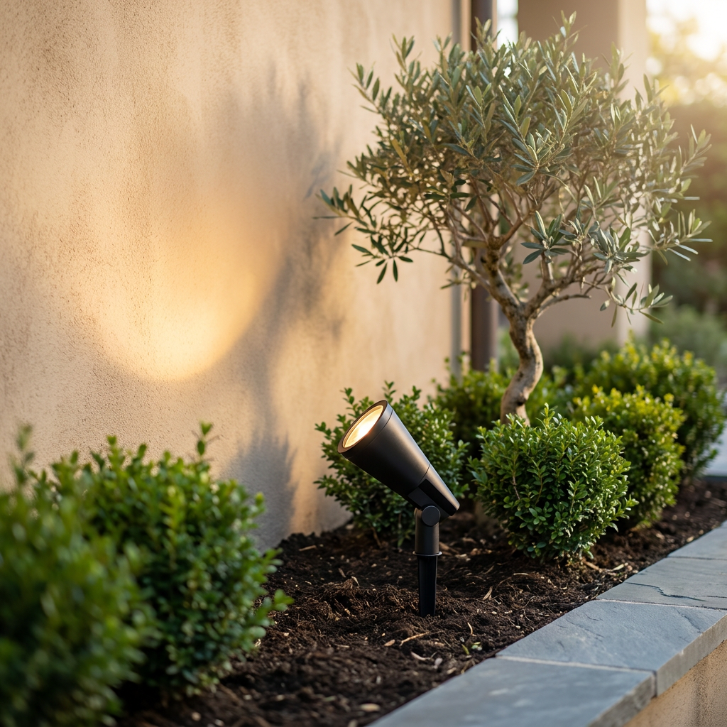 Atlas Solar Zoom Outdoor Spotlight - garden bed lifestyle