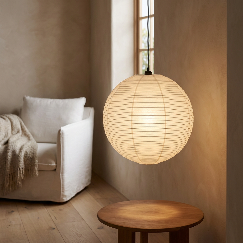 Aurora Cotton Paper Pendant Light - soft evening warm glow