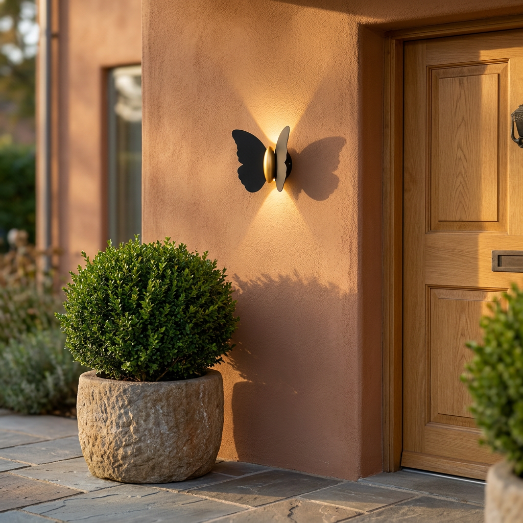 Atlas Silhouette Outdoor Wall Sconce - front porch lifestyle