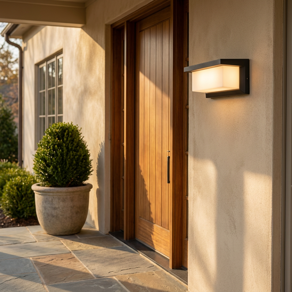 Atlas Linear Motion Sensor Wall Light - front porch lifestyle