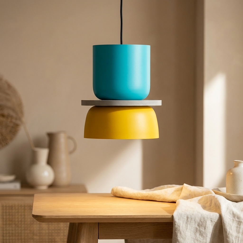 Cyan & Yellow | Aurora Macaron Disc Pendant Light