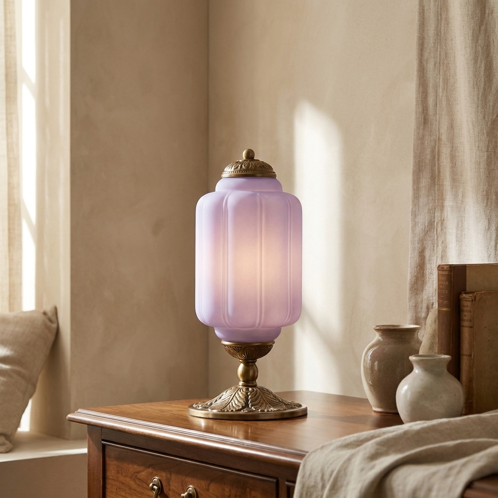 Lavender | Halo Cream Glass Table Lamp