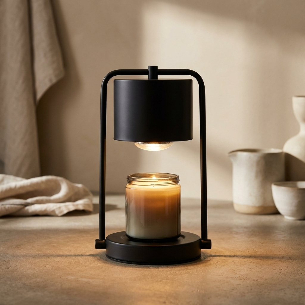 Black | Halo Jar Candle Warmer Table Lamp
