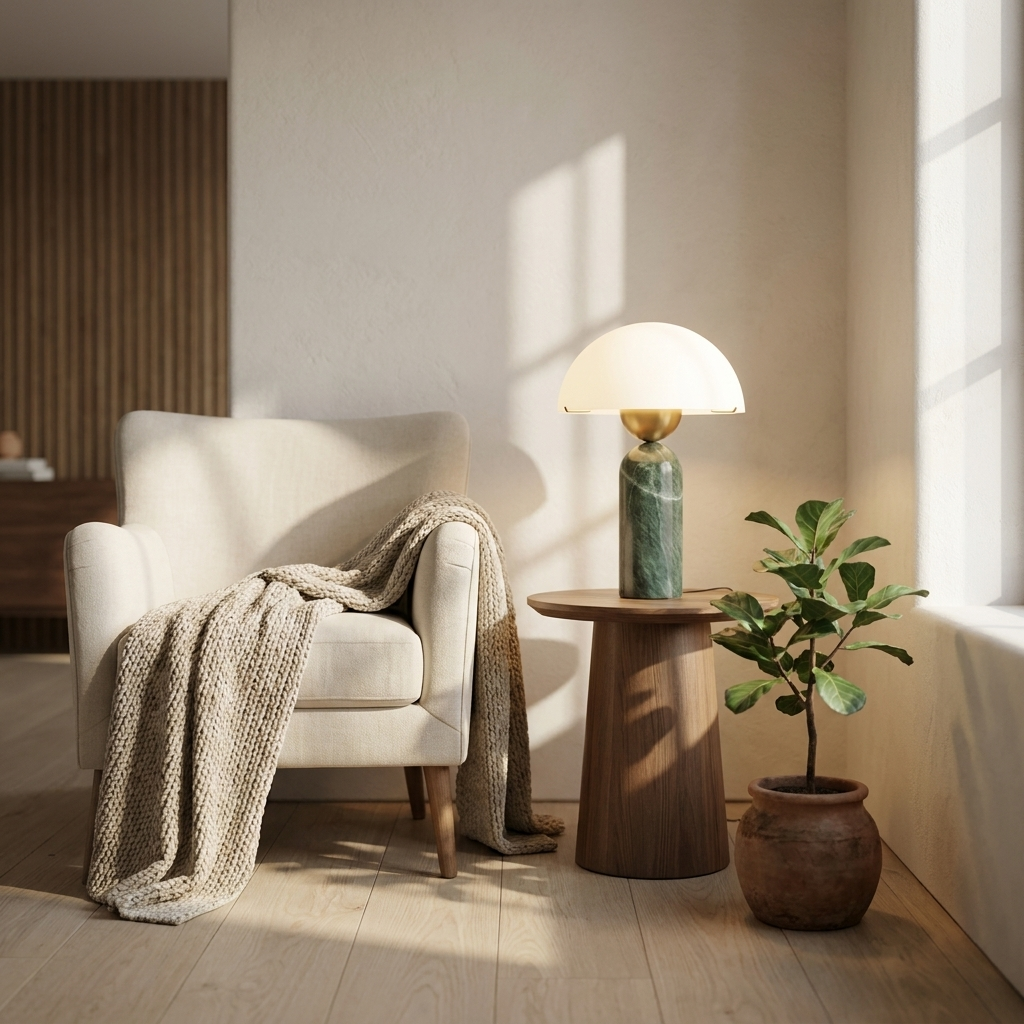 Halo Stone Globe Table Lamp | lifestyle
