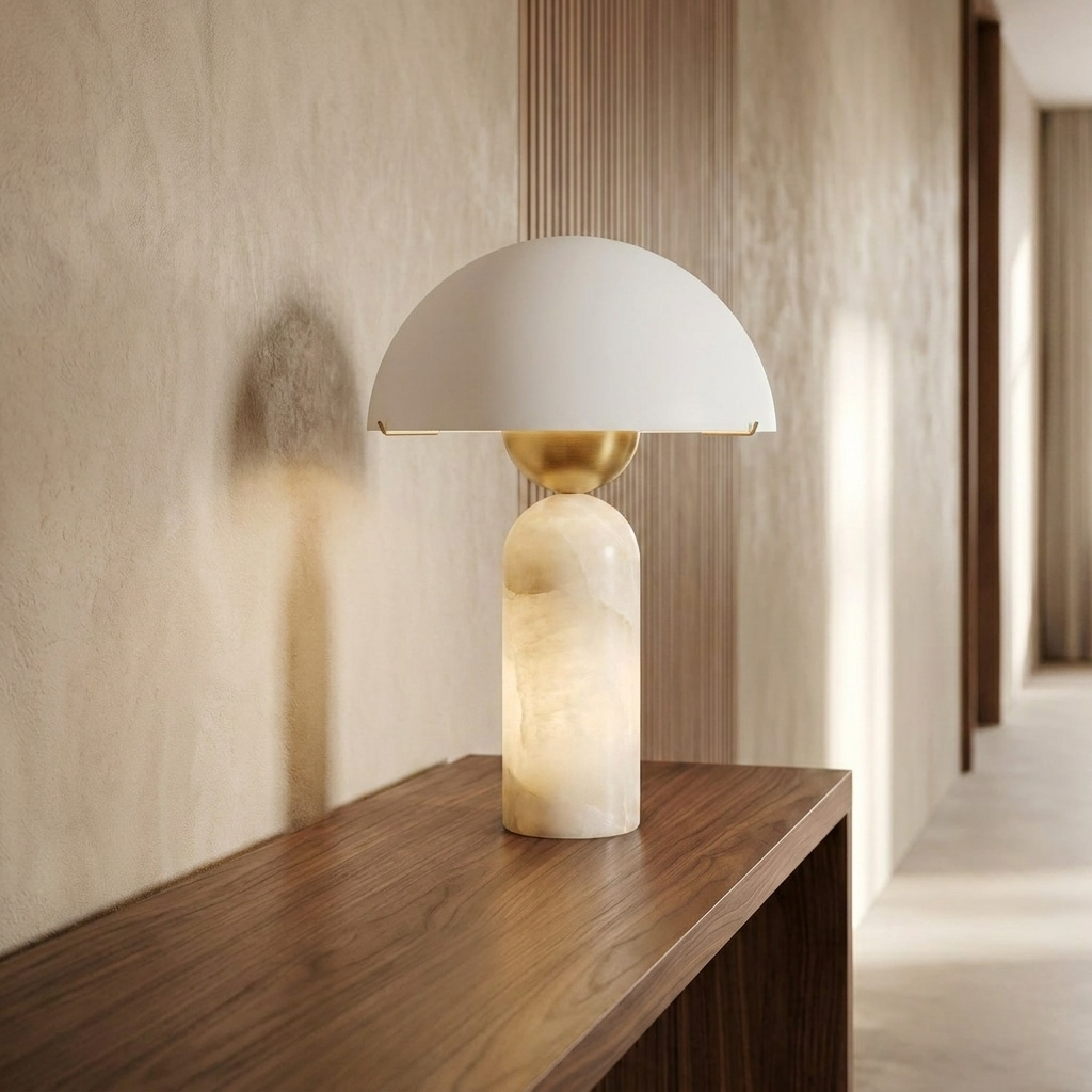 White Alabaster | Halo Stone Globe Table Lamp