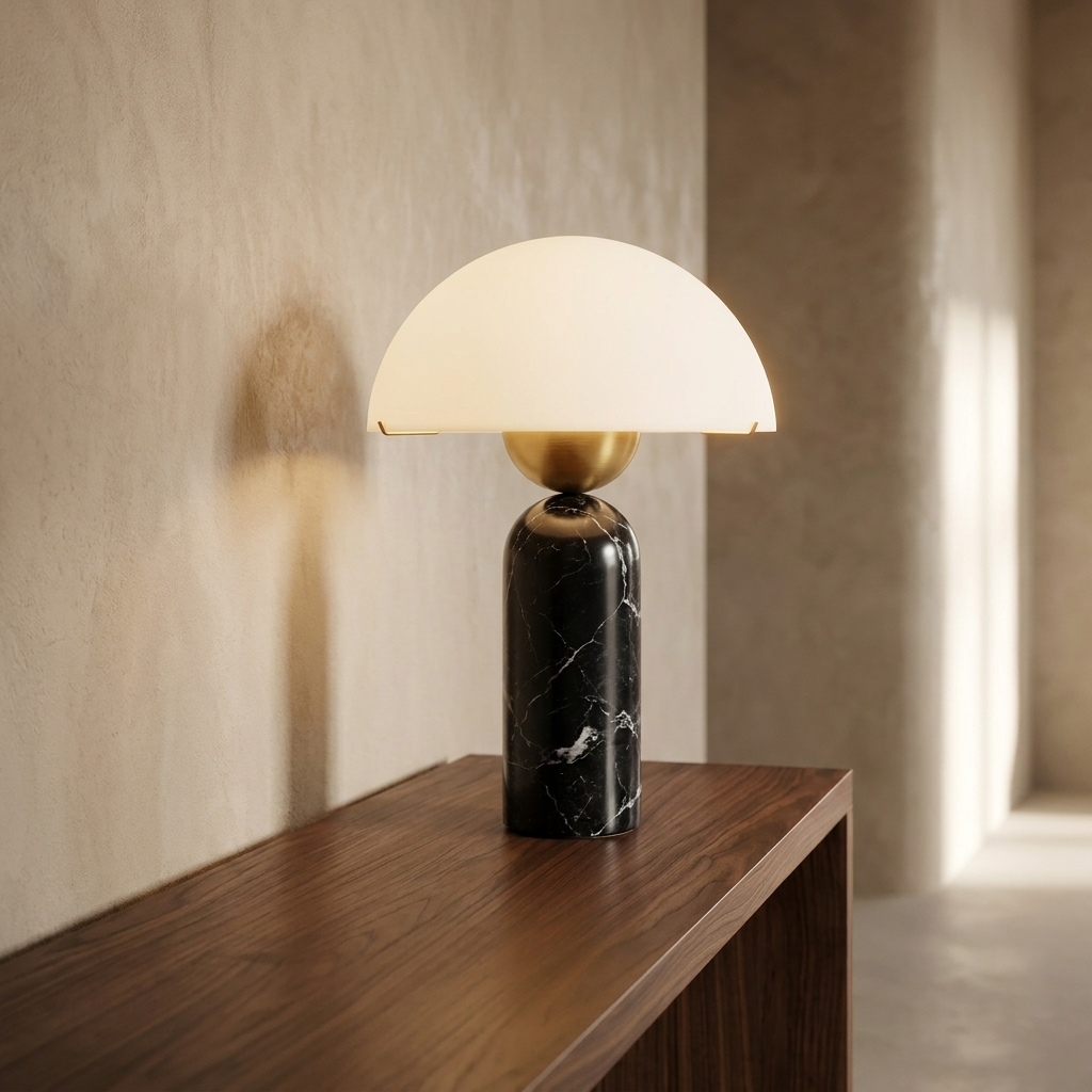 Black Marble | Halo Stone Globe Table Lamp
