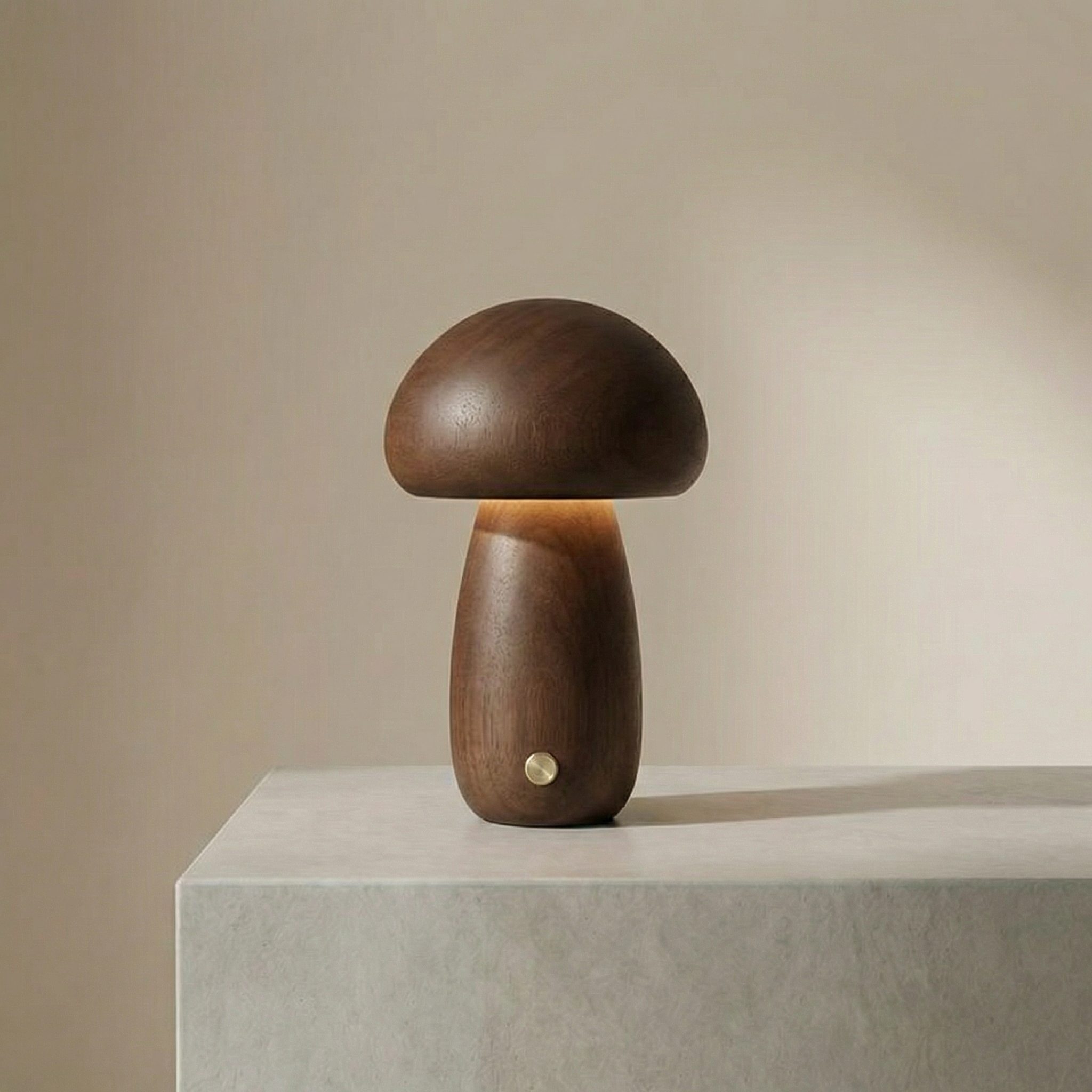 Halo Glow Mushroom Wood Table Lamp