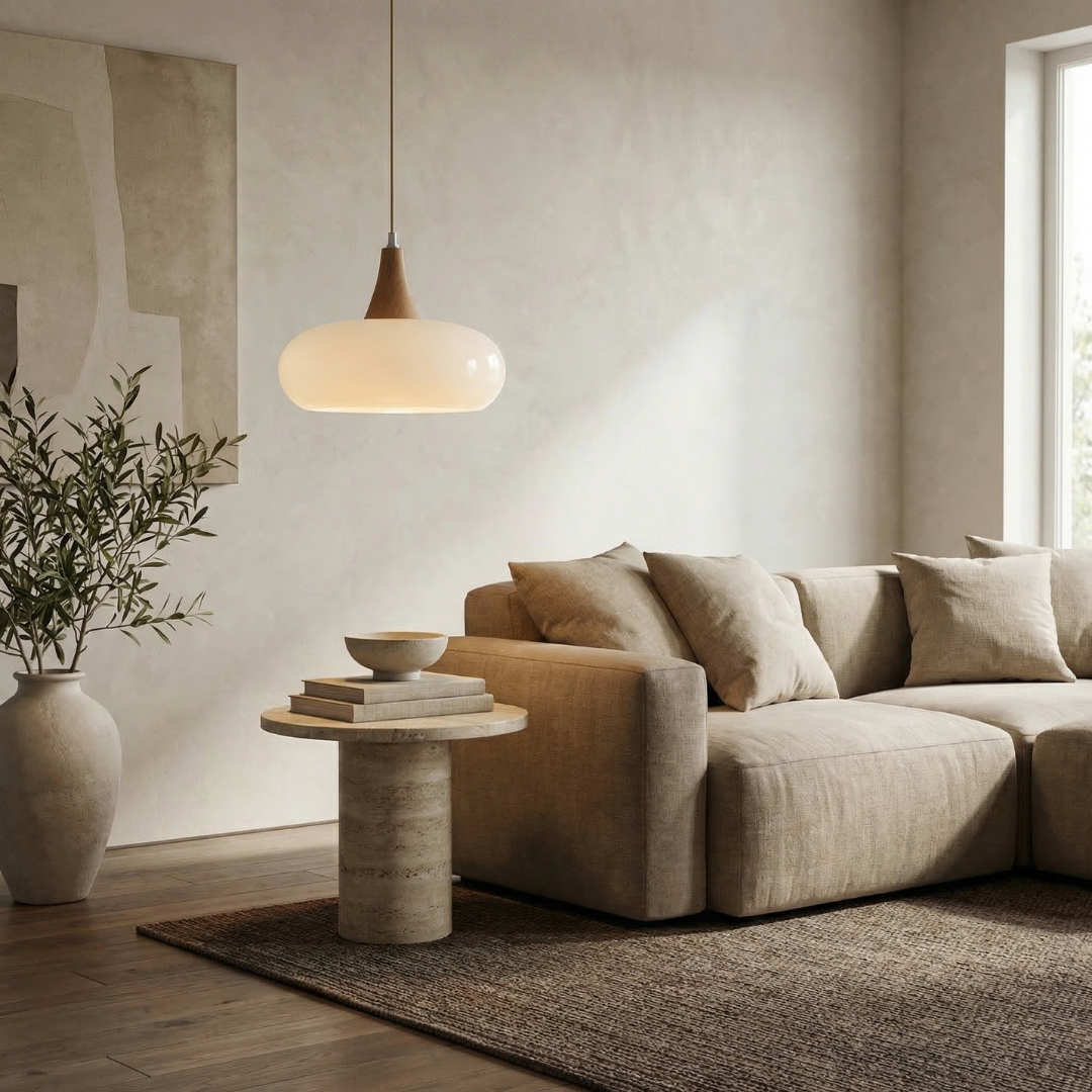 Aurora Japandi Wood Pendant Light